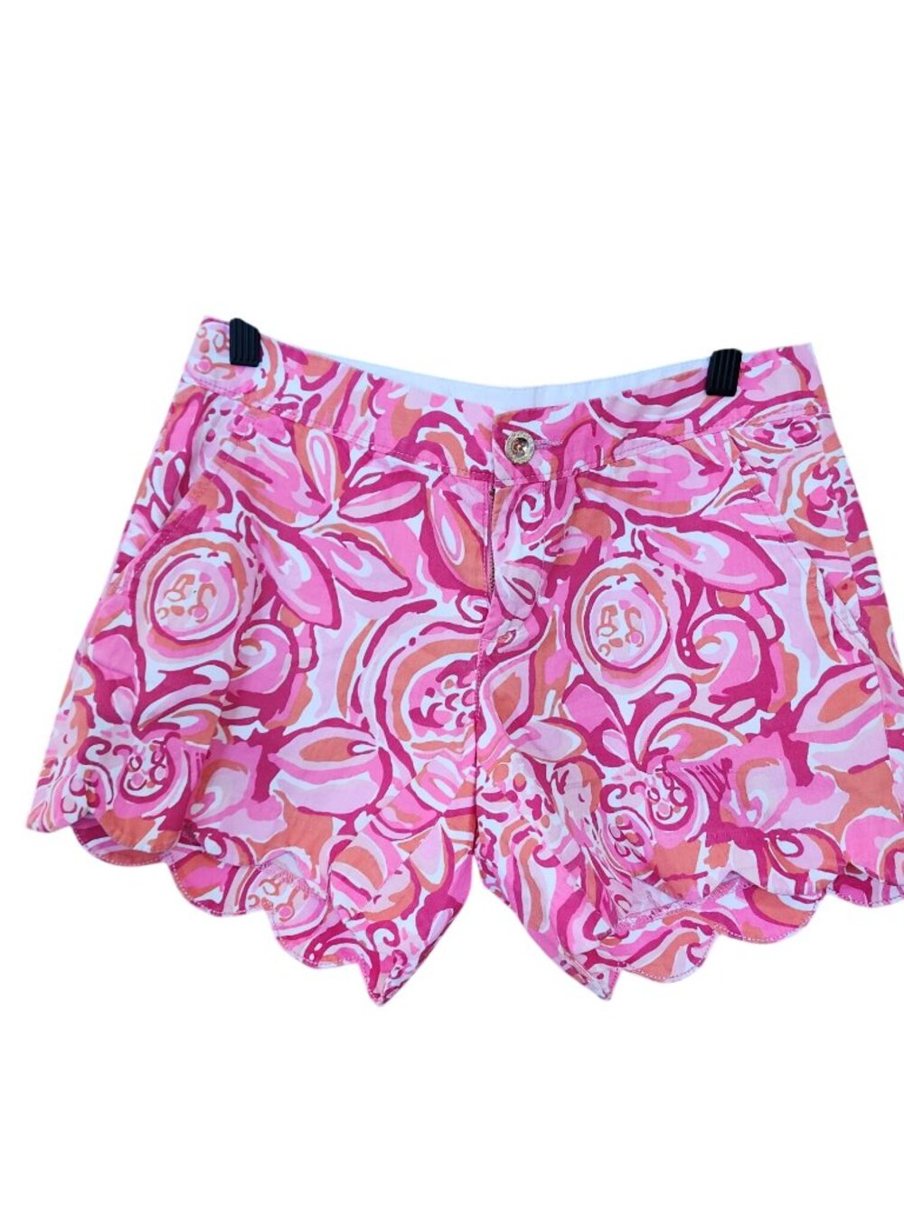 Lilly Pulitzer Buttercup Shorts Scalloped Hem Mango Salsa Pink Womens Size 0